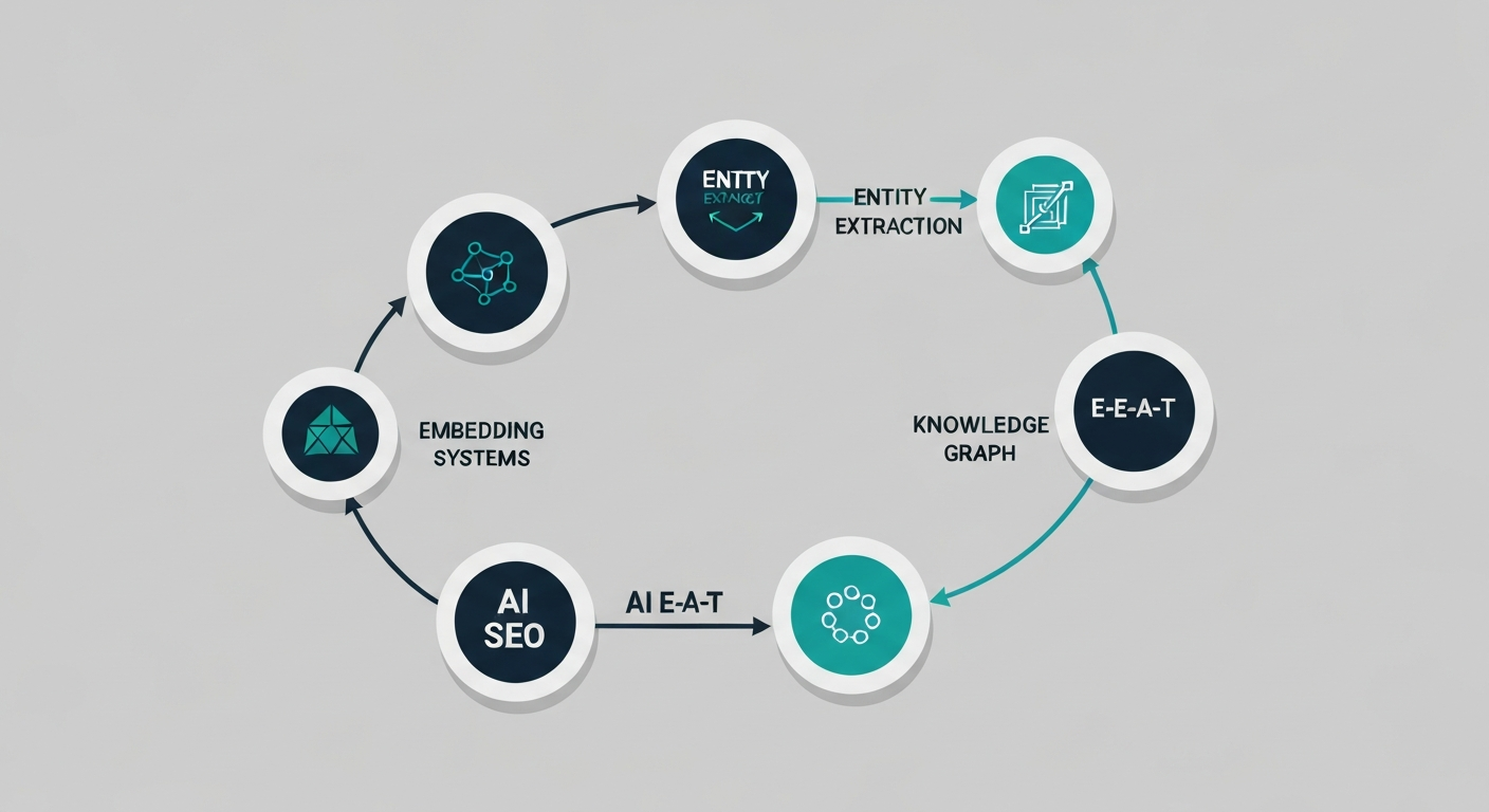 Infographic illustrating key components of LLM analysis for SEO.